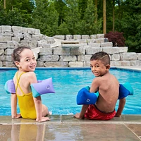 Swimways Soft Swimmies Toddler Floaties, Learn-to-Swim Inflatable Pool Floats and Arm Floaties, Swimming Pool Accessories, Blue