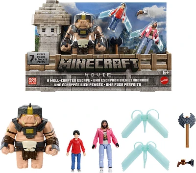 Minecraft A Well-Crafted Escape Figure Pack with 3 Action Figures & 4 Accessories Inspired by the Movie