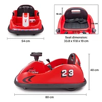 Voltz Toys Bumper Car Rectangular 360 Rotation avec télécommande, Rouge