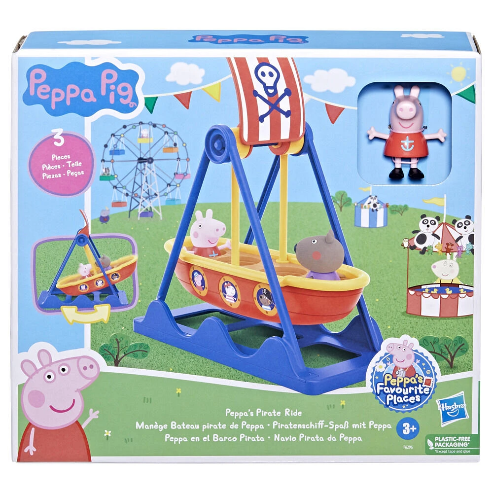 Peppa Pig Manège Bateau Pirate de Peppa, coffret avec 2 figurines, jouet pour enfants