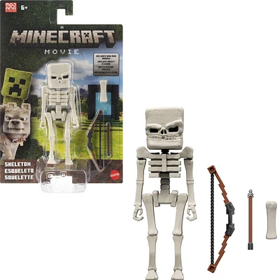 Minecraft Skeleton Action Figure & Accessories, 4-inch Toy Set Inspired by A Minecraft Movie