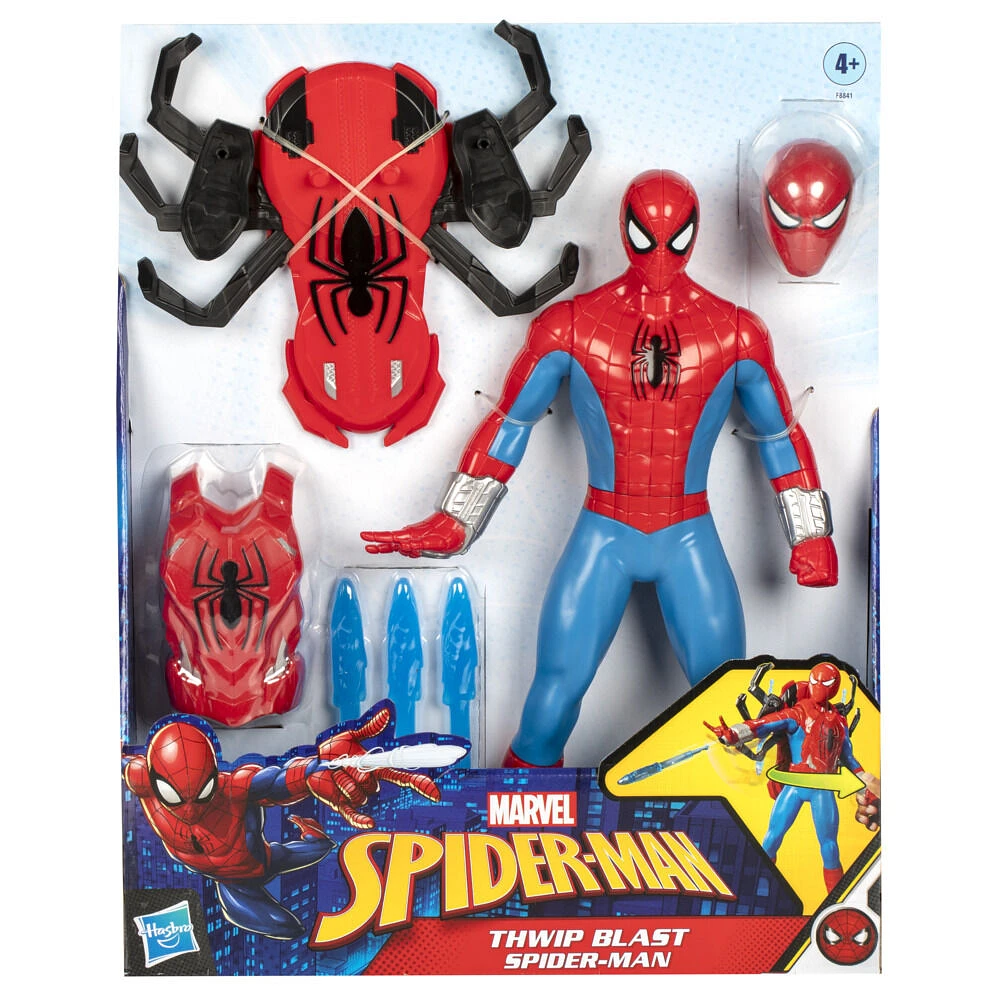 Marvel Spider-Man, figurine Thwip Blast Spider-Man de 28 cm avec accessoires