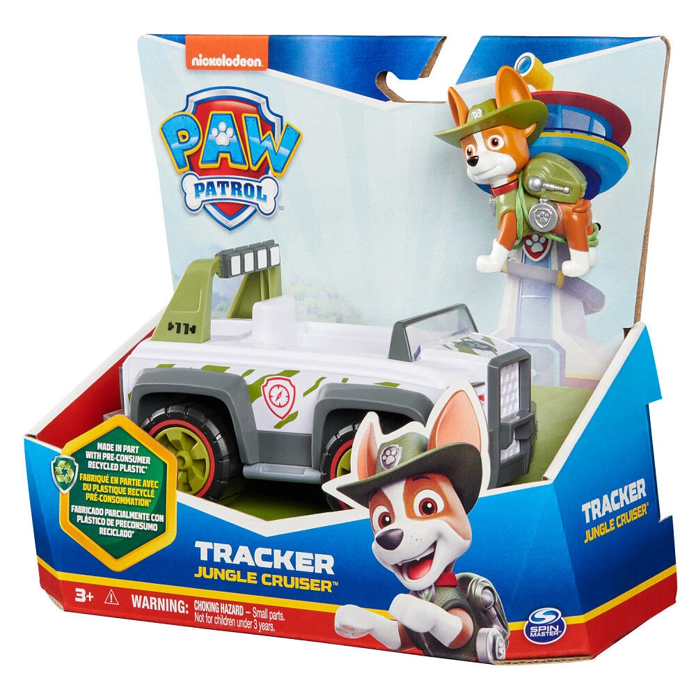 PAW Patrol, Tracker's Jungle Cruiser, Toy Truck with Collectible Action Figure, Sustainably Minded Kids Toys