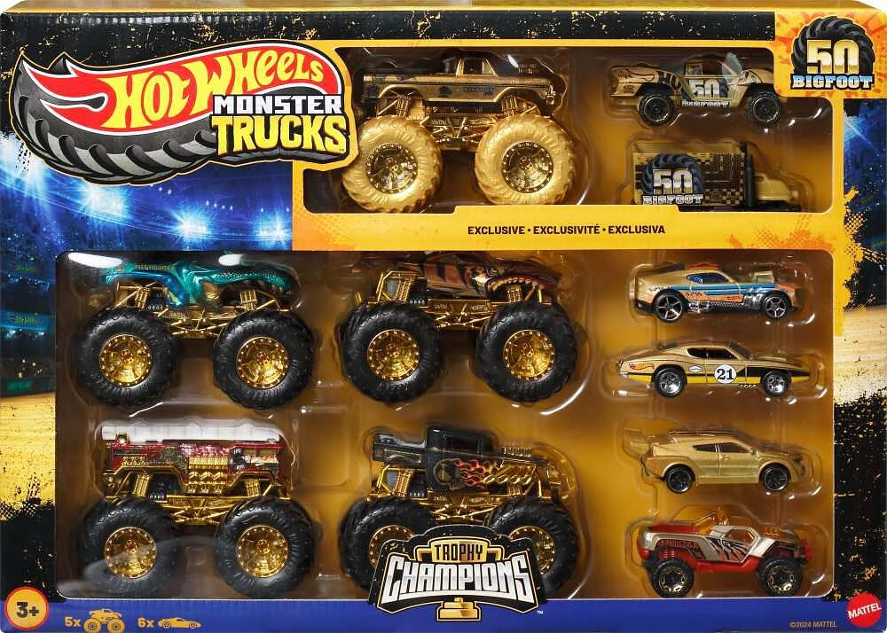 Hot Wheels-Trophy Champions-Coffret véhicules Monster Trucks