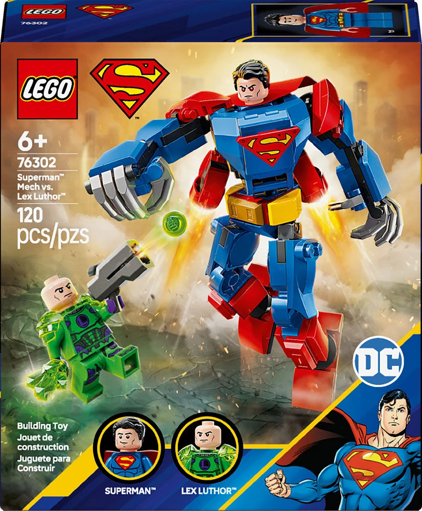 LEGO DC Le robot de Superman contre Lex Luthor , Ensemble de jeu de figurines de superhéros 76302