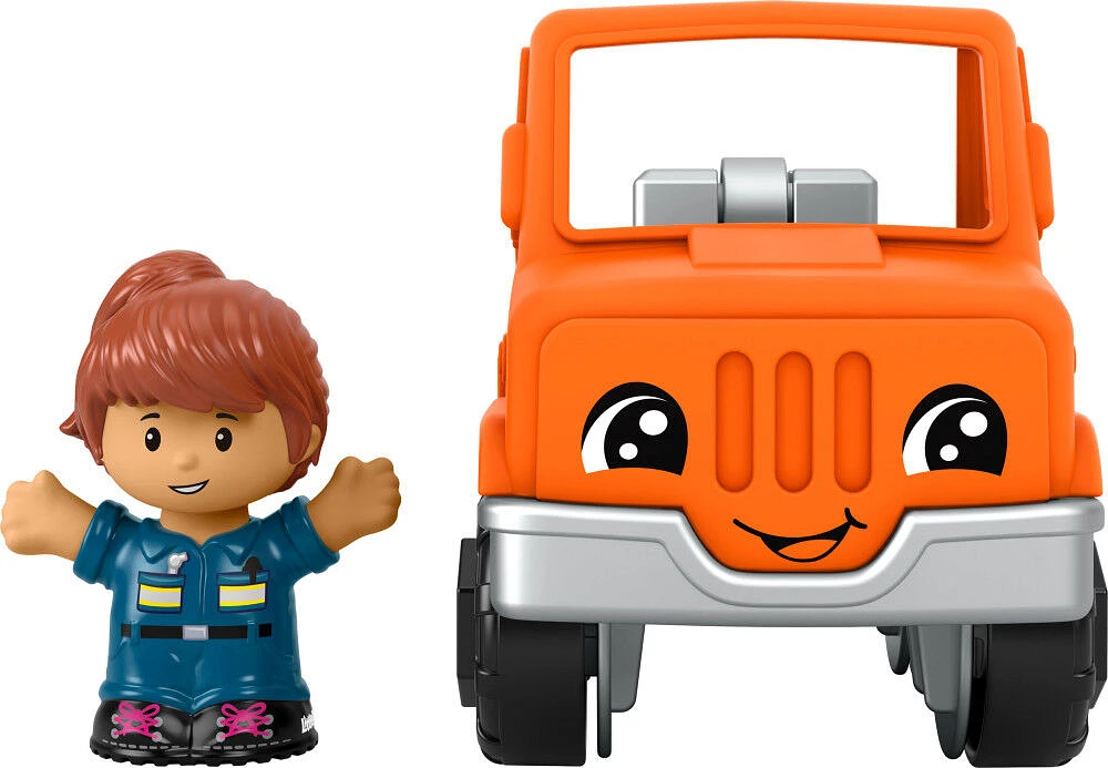 Fisher-Price Little People Help and Go Tow Truck and Figure Set for Toddlers, 2 Pieces