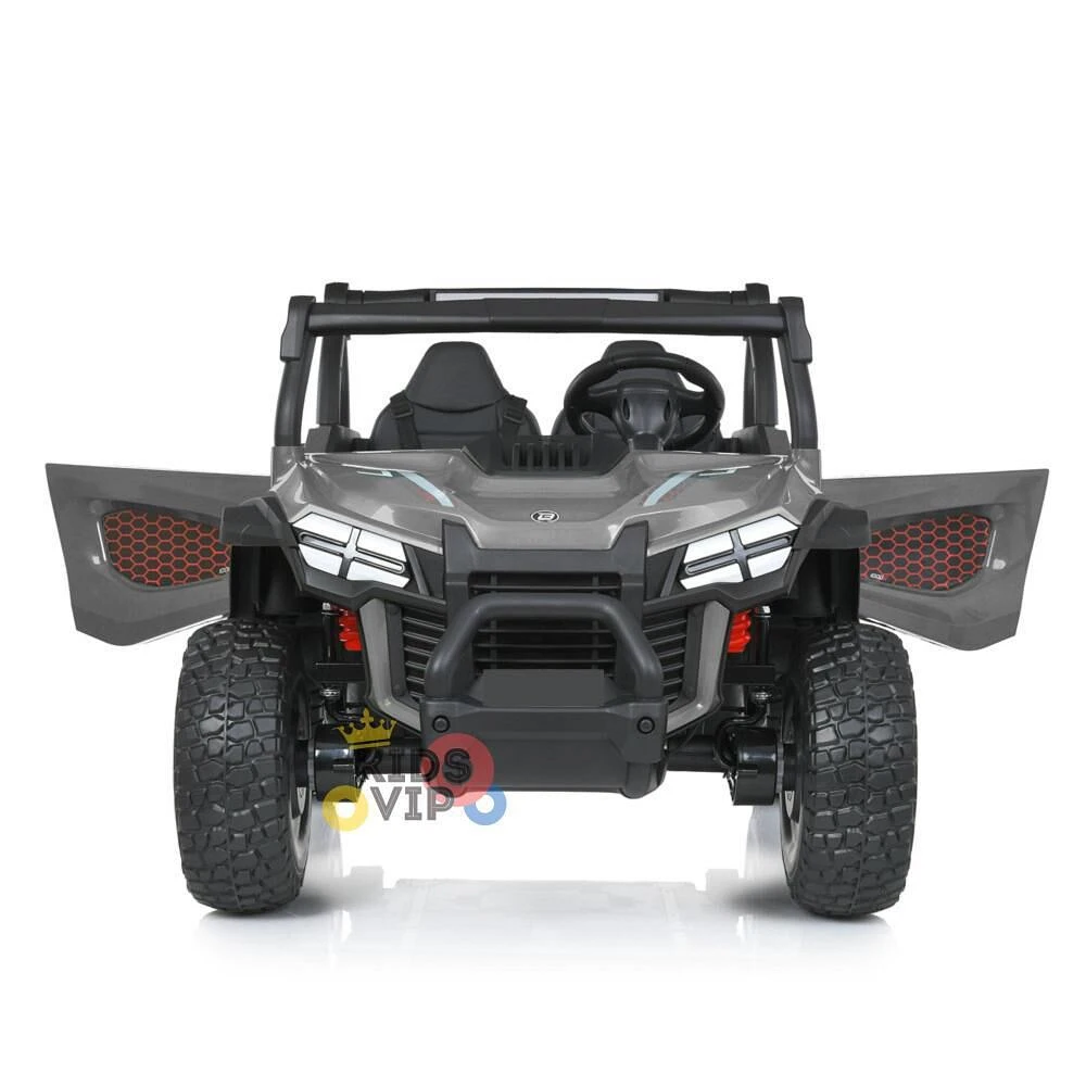 KIDSVIP Buggy aventure 2 places 24 V pour enfants 4X4 UTV porteur avec RC - Gris