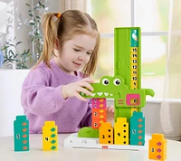 Fisher-Price Adding Alligator Educational Toy with 10 Stacking Blocks for Preschool Kids