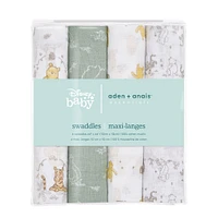 Muslin Swaddle Blk 4 Pack - Disney Winnie