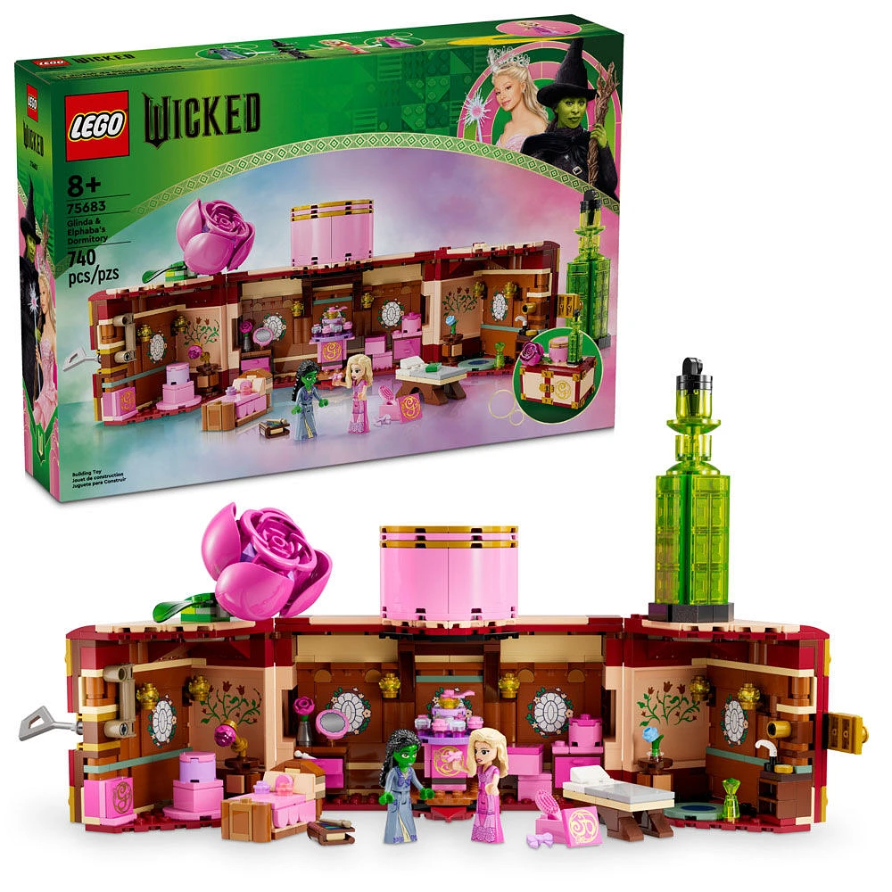 LEGO Wicked Glinda & Elphaba's Dormitory Collectible Toys, Kids Witch Toys with Mini Glinda Doll, 75683