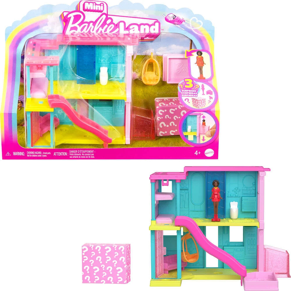 Coffrets Maison de poupée ​Mini BarbieLand Barbie, Maison de rêves Mini avec poupée Barbie surprise de 3,81 cm (1,5 po), mobilier, accessoires