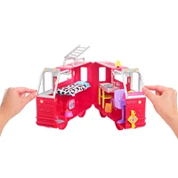 Barbie Chelsea Fire Truck Playset, Chelsea Doll (6 inch), Fold Out Firetruck, 15+ Storytelling Accessories, Stickers