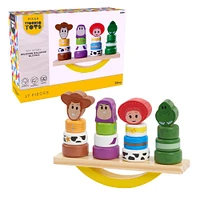 Jouets En Bois Disney - Blocs d'Equilibre Toy Story, Ensemble de 17 Eléments Avec Woody, Buzz L'Eclair, Jessie, et Rex