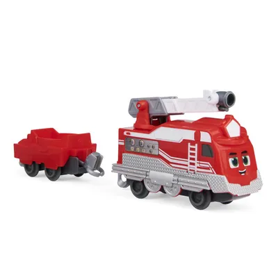 Mighty Express, Rescue Red Push and Go Toy Train with Cargo Car