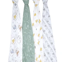 Muslin Swaddle Blk 4 Pack - Disney Winnie
