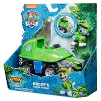 PAW Patrol Jungle Pups, Rocky's Turtle Vehicle, Camion avec figurine à collectionner