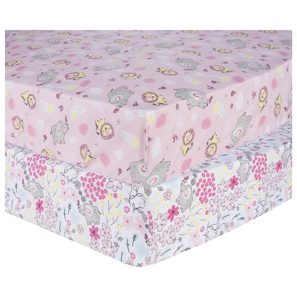 2 Pack Microfiber Sheets - Jungle Flowers