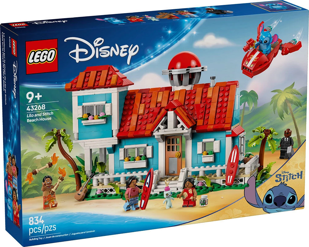 LEGO Disney Lilo and Stitch Beach House Building Toy - Playset for Kids - with 5 Minifigures - 43268