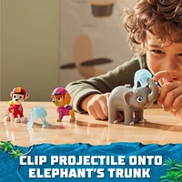 PAW Patrol Jungle Pups, Figurines articulées Marshall, Skye & Elephant avec lance-projectile