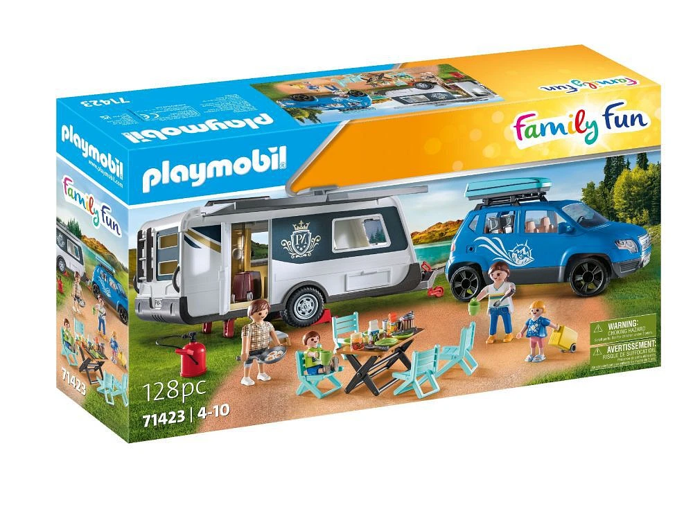 Playmobil - Famille avec voiture et caravane