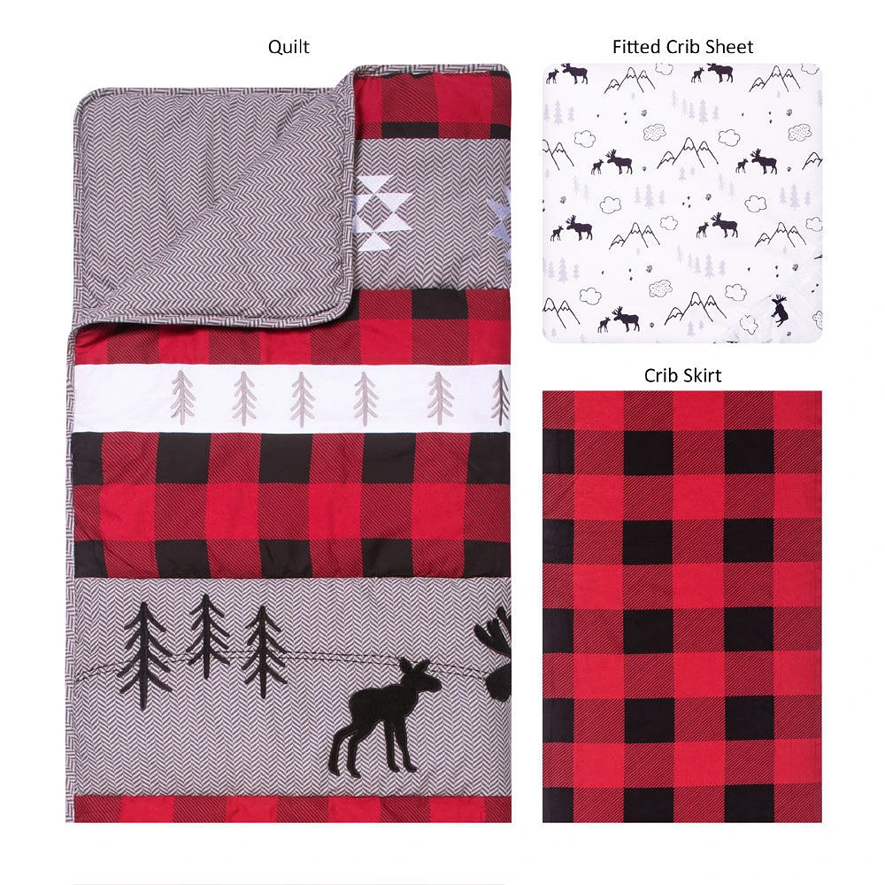 Lumberjack Moose 3 Piece Crib Bedding Set