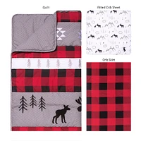 Lumberjack Moose 3 Piece Crib Bedding Set