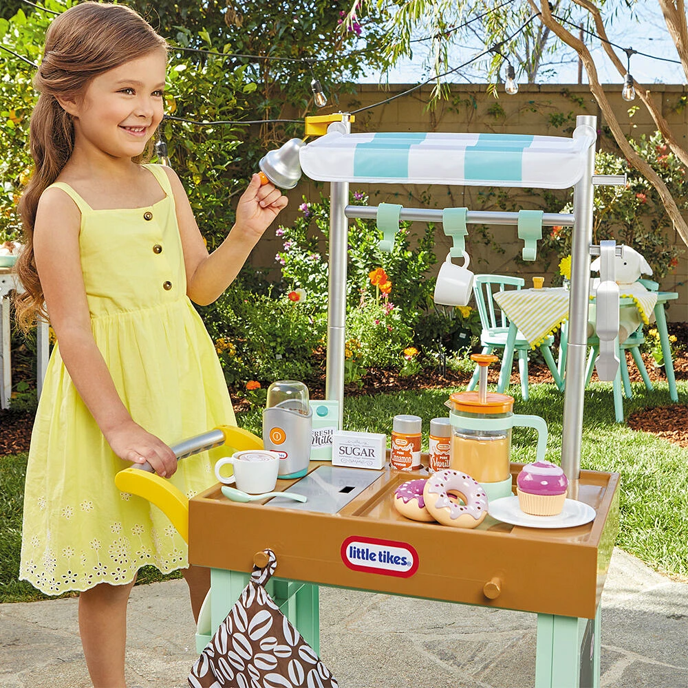 Little Tikes 2-in-1 Café Cart Pretend Food Cooking Toy Role Play Kitchen Playset for Multiple Kids and Toddlers