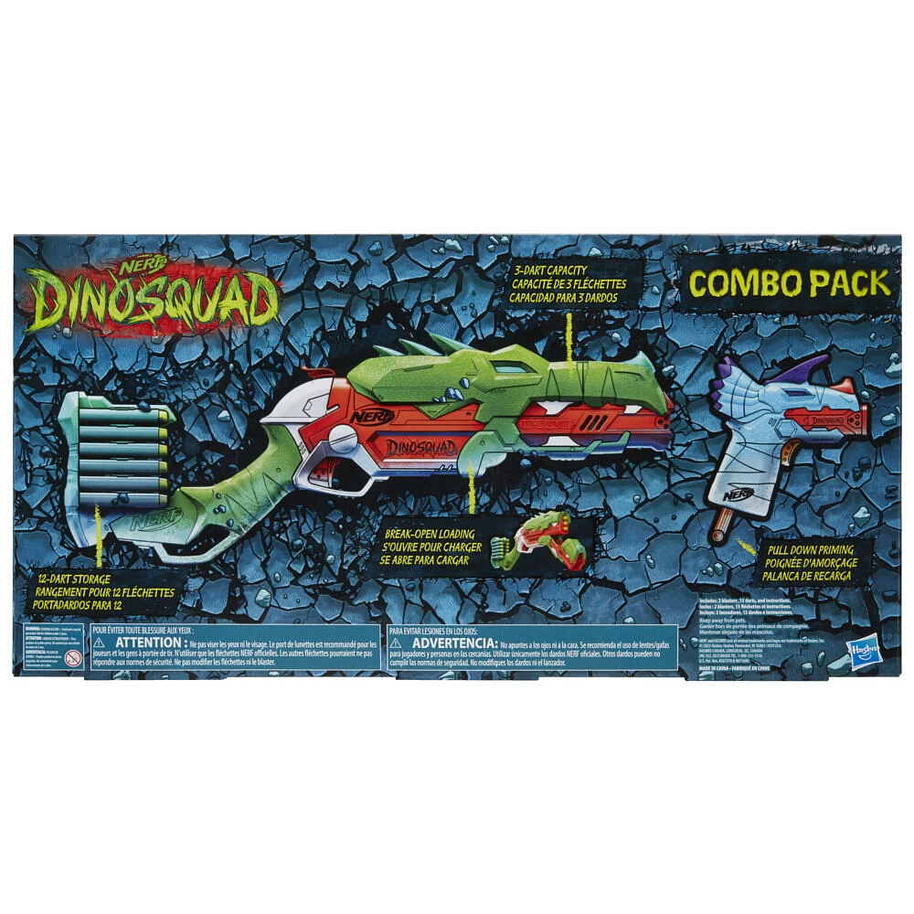 Nerf DinoSquad Combo Pack, 2 Nerf Blasters, 15 Nerf Elite Darts, 2 Exclusive Dinosaur Designs - R Exclusive