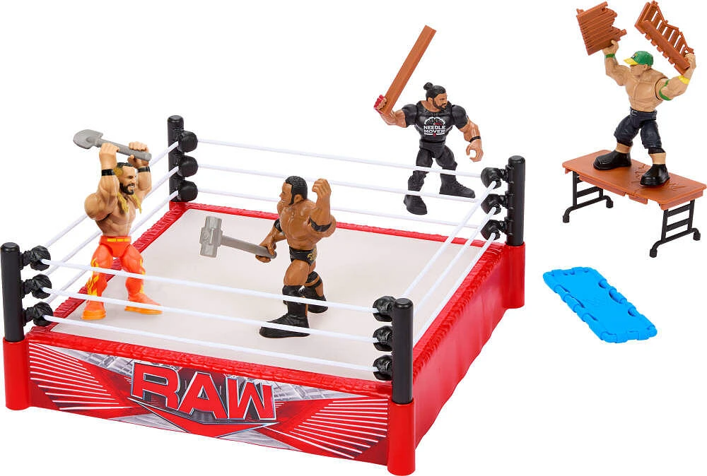 WWE Knuckle Crunchers Coffret de jeu Ring à rebonds et figurine