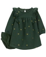 Carter's Butterfly Fleece Dress Green  NB
