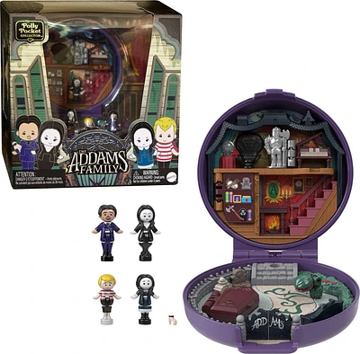 Polly Pocket Coffret La famille Adams, avec 4 personnages en édition spéciale et 10 accessoires