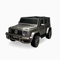 KIDSVIP Voiture 2 places à enfourcher Mercedes G Series 24V 4x4 Kids sous licence officielle avec roues en caoutchouc, musique, RC - gris mat