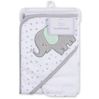 Koala Baby - 2-Pack Baby Hooded Towel & Washcloth Set - White & Grey Elephant