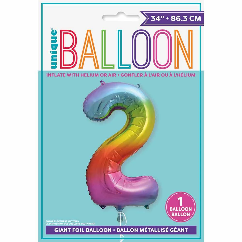 Rainbow Number Shaped Foil Balloon 34