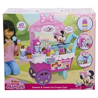 Disney Junior Minnie Mouse Sweets and Treats 2-foot Tall Rolling Ice Cream Cart, 40-pieces, Pretend Play Food Set - R Exclusive