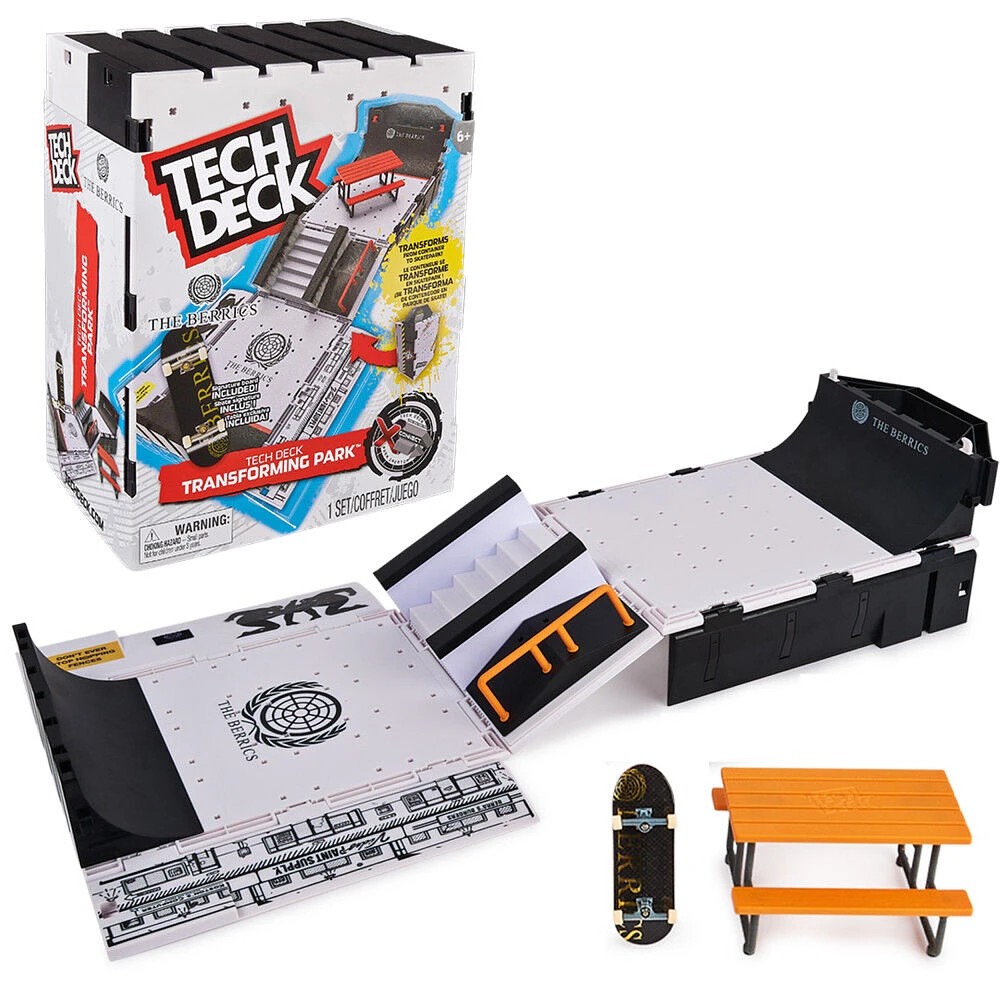 Tech Deck, The Berrics Transforming Park, X-Connect Park Creator, 30-inch Wide Foldable Playset with Storage and Exclusive Fingerboard