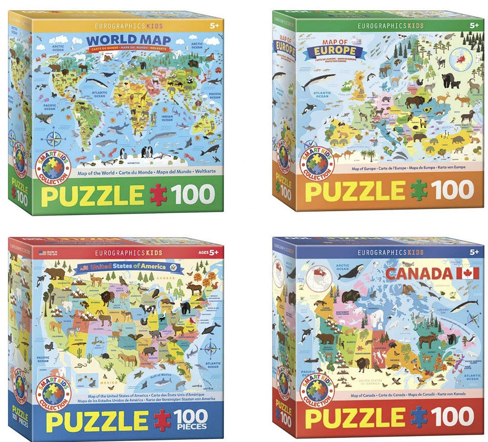 Eurographics Illustrated Maps 100 pc Puzzle Asst