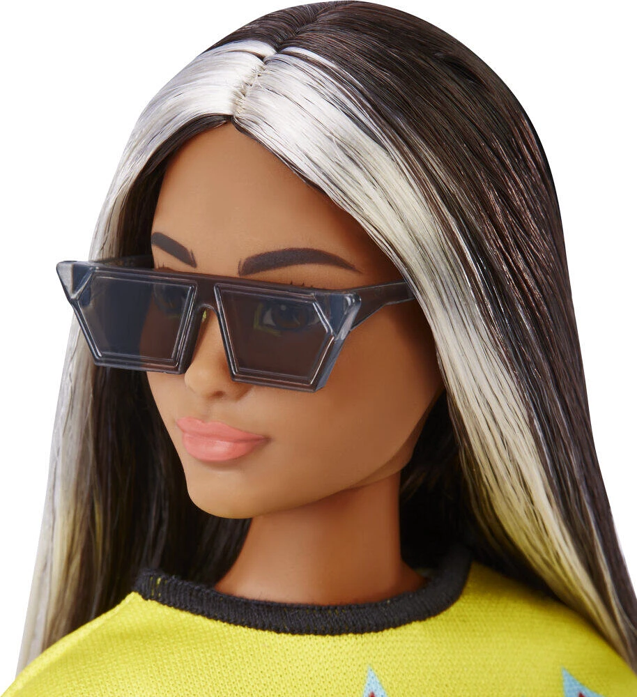 ​Barbie Fashionistas Doll #179, Flame Crop Top, Checkered Skirt, Sneakers and Sunglasses