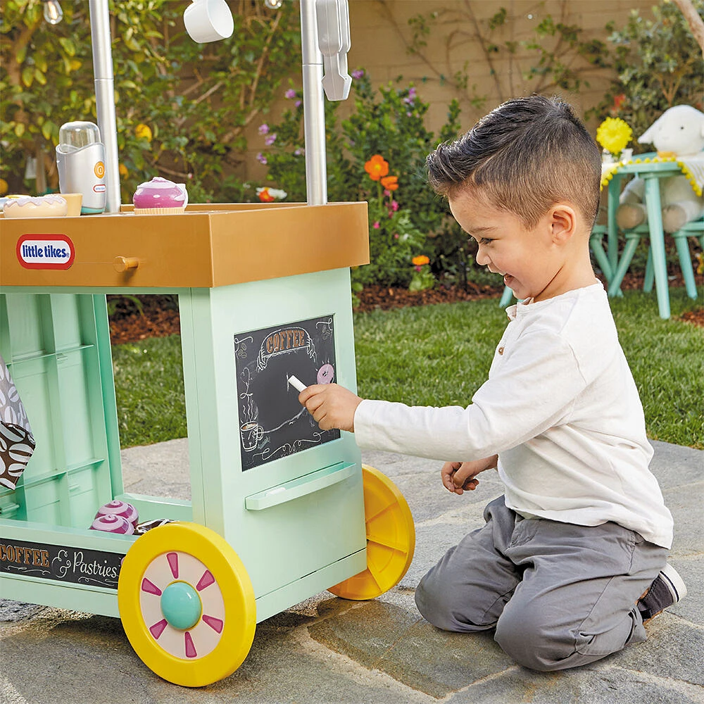 Little Tikes 2-in-1 Café Cart Pretend Food Cooking Toy Role Play Kitchen Playset for Multiple Kids and Toddlers