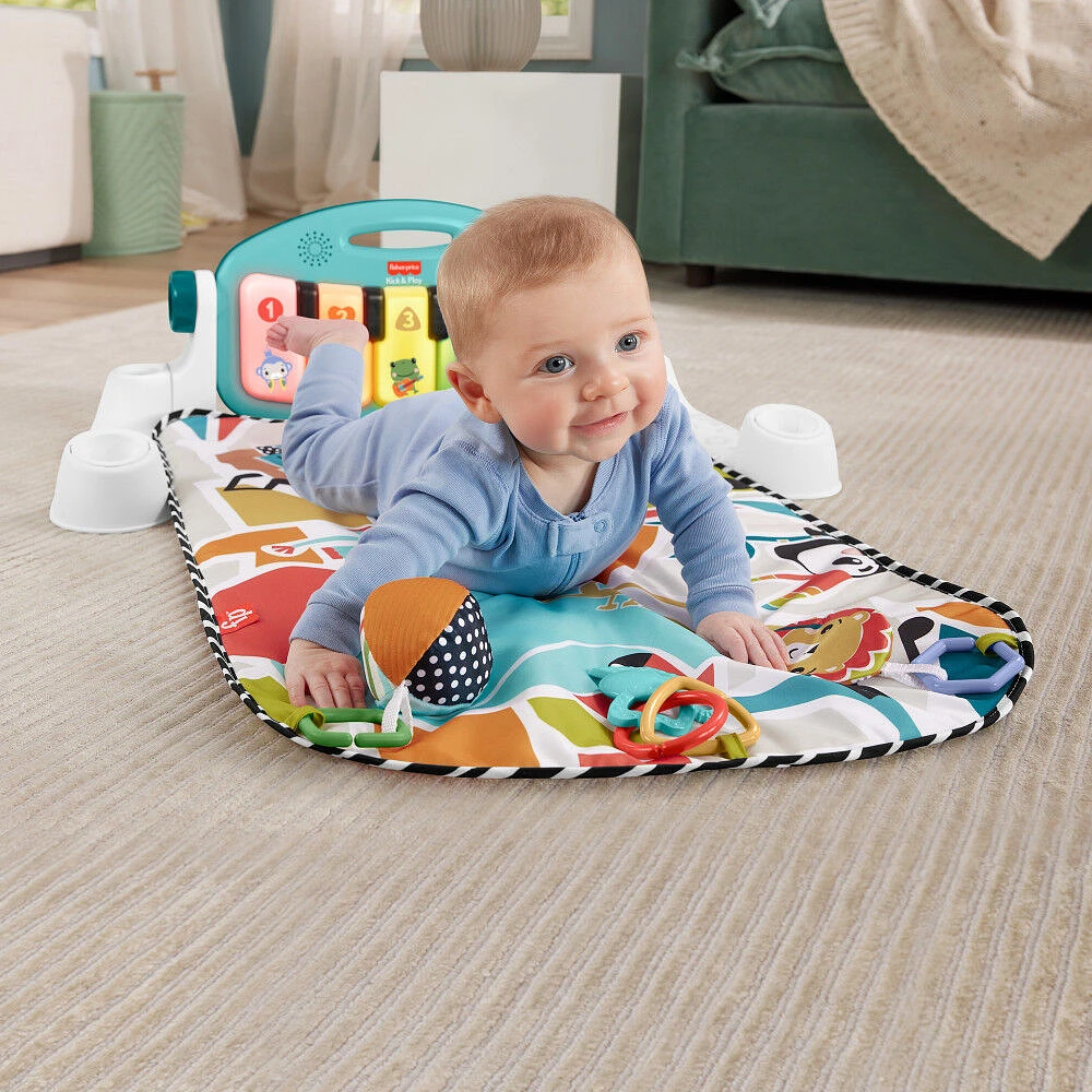 Fisher-Price Glow and Grow Kick & Play Piano Gym Baby Playmat with Musical Learning Toy