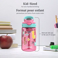 Contigo Aubrey Kids Leak-Proof Spill-Proof Water Bottle, Azalea Jade Llama, 14 oz