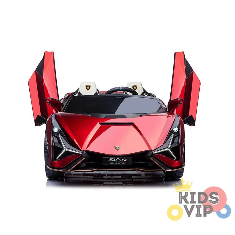 KIDSVIP Voiture porteur 2 places Lamborghini Sian 4X4 24 V sous licence pour enfants avec RC - Rouge