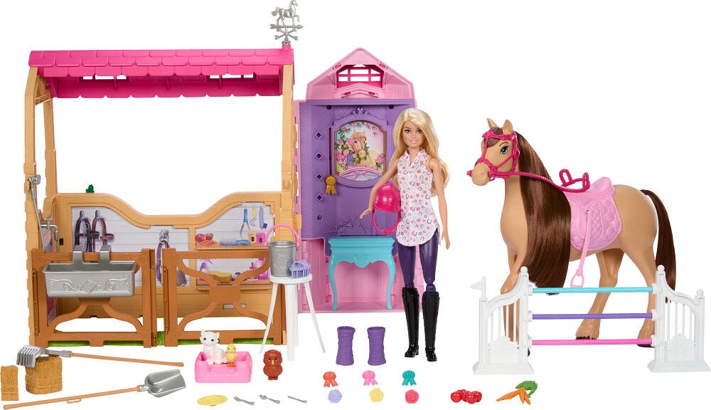 Barbie Mysteries: The Great Horse Chase Stable Playset with Doll, Toy Horse & Accessories, 25+ Pieces