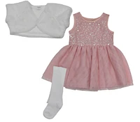 Rococo Dress Set & Tights Pink 3-6M