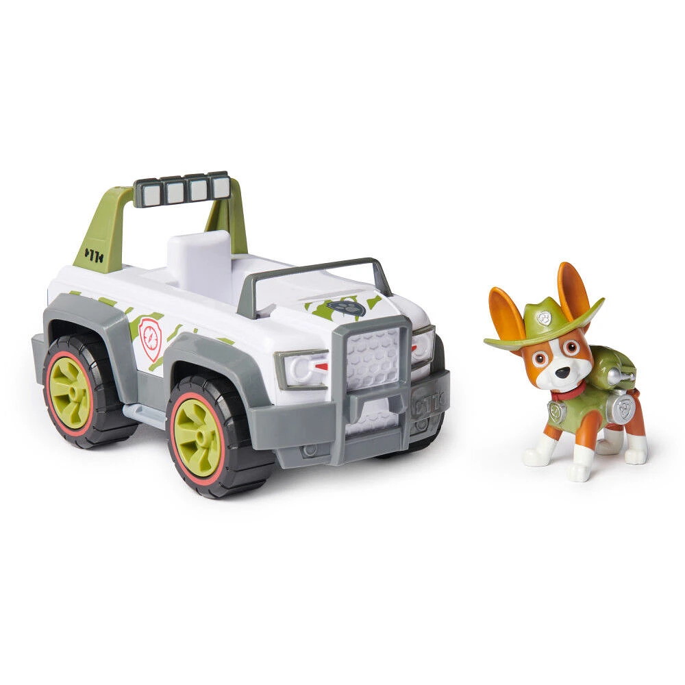 PAW Patrol, Tracker Jungle Cruiser, Camion avec figurine articulée à collectionner, jouets respectueux de la planète