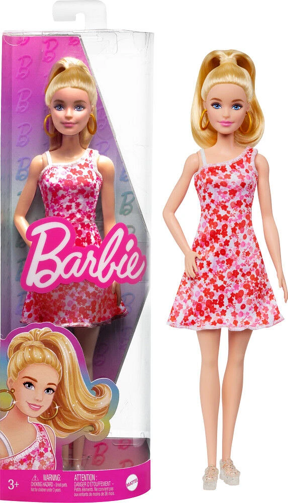 Barbie-Barbie Fashionistas 205-Poupée queue de cheval, robe à fleurs