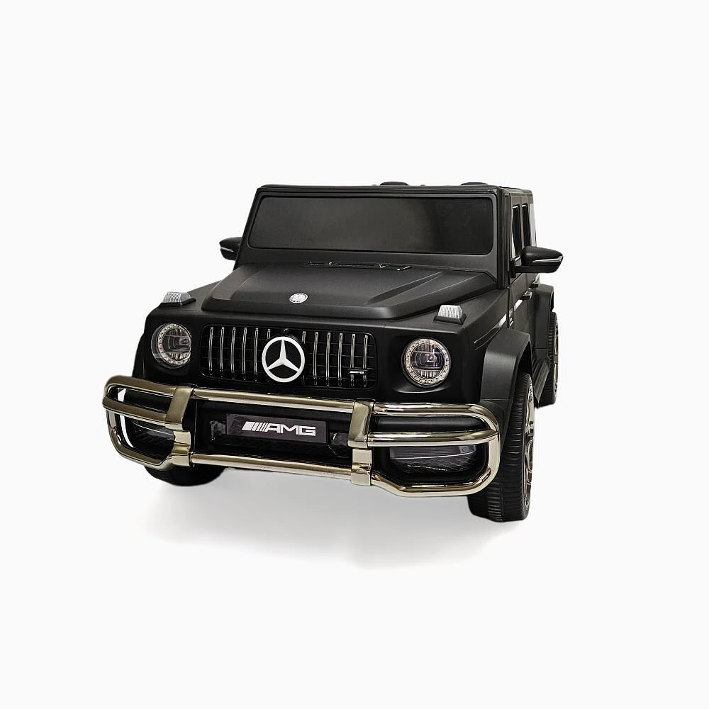 KIDSVIP Voiture 2 places à enfourcher Mercedes G Series 24V 4x4 pour enfants sous licence officielle avec roues en caoutchouc, musique, RC - Noir mat