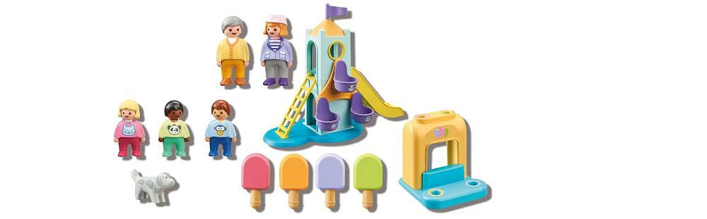 Playmobil - Aire de jeux avec toboggan géant 1.2.3