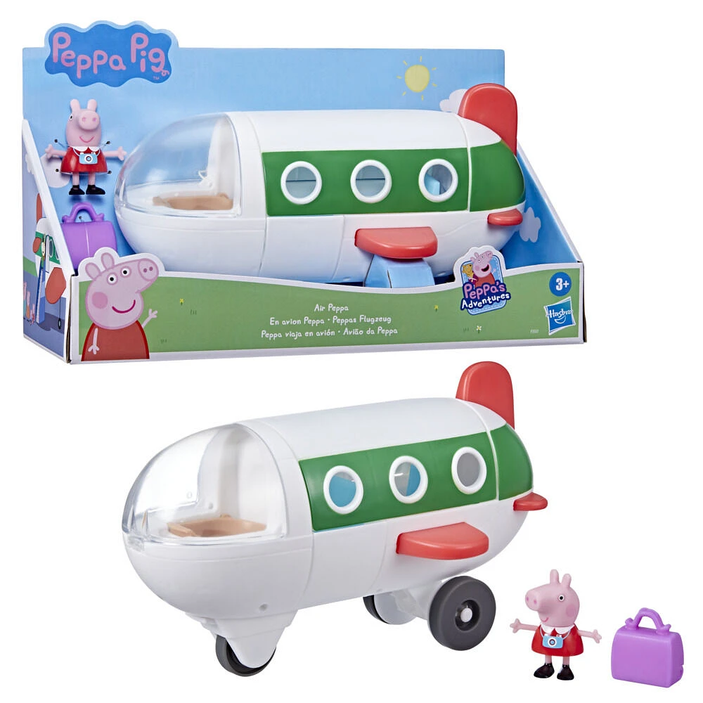 Peppa Pig Peppa's Adventures, En avion Peppa, jouet préscolaire avec roues qui roulent vraiment, 1 figurine et 1 accessoire