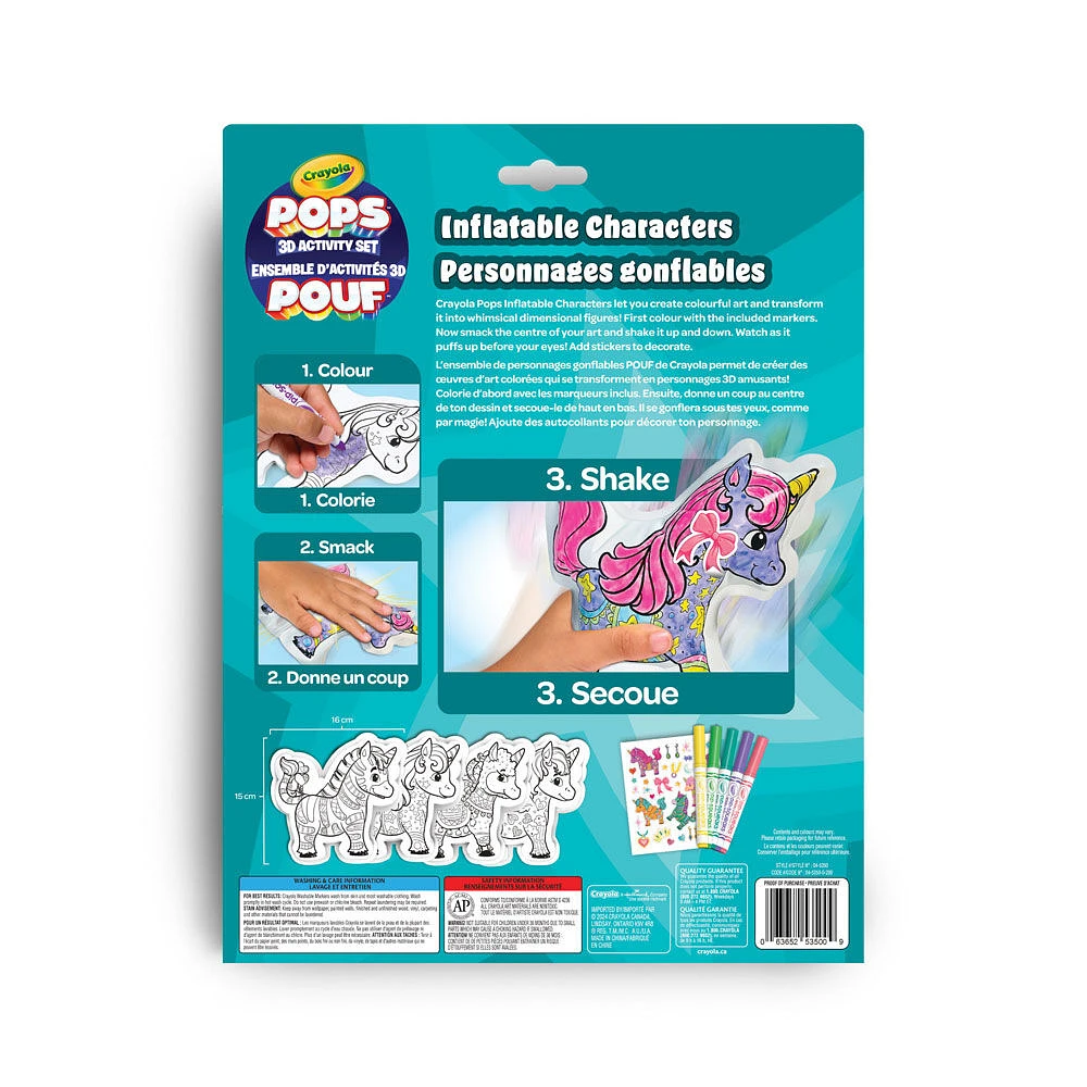 Ensemble d'activités de personnages gonflables Crayola POPS 3D, Licornes